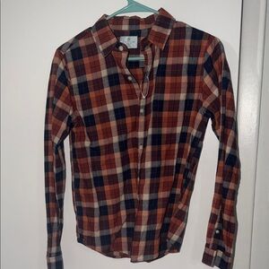 J. Crew Men's Red and Blue Plaid Casual Shirt